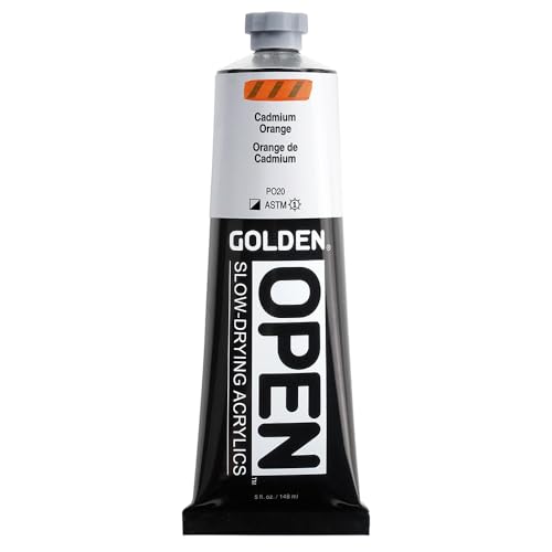GOLDEN OPEN Slow-Drying Acrylics, Cadmium Orange, 5 fl. oz. Tube - color: Cadmium Orange, size: 5 Fl Oz (Pack of 1)