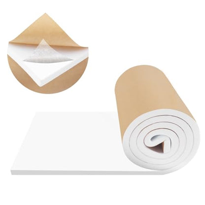FONUNO Neoprene Foam Padding with Adhesive Closed Cell Foam, White | Self Adhesive Foam Sheets Neoprene Foam Roll Padding for Gaskets Liner Crafts DIY, 12" Wide x 59" Long x 1/2" Thick - color: White, size: 12" Wide x 59" Long x 1/2" Thick
