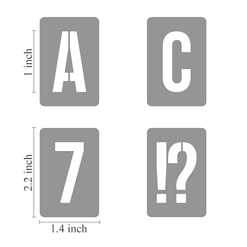 1 Inch Alphabet Letter Stencils for Painting - 42 Pack Letter and Number Stencil Templates with Signs for Painting on Wood, Reusable Numbers and Letters Stencils for Chalkboard Wood Signs & Wall Art - size: 1 Inch