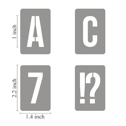 1 Inch Alphabet Letter Stencils for Painting - 42 Pack Letter and Number Stencil Templates with Signs for Painting on Wood, Reusable Numbers and Letters Stencils for Chalkboard Wood Signs & Wall Art - size: 1 Inch