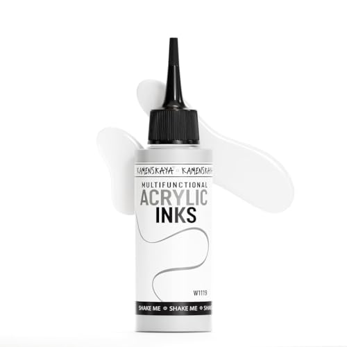Kamenskaya Acrylic Inks for Artists - White Acrylic Ink, 3.38 Fl Oz (100 ml) - color: White