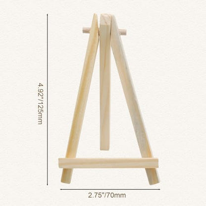 Mini Wood Easel Stand, 5 Inch, 12 Pack | Tripod Easel Stand, For Holding Small Canvases, For Photos, For Business Cards