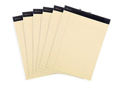 Mintra Office Canary Legal Pads - Premium Quality Heavyweight Paper With Micro-perforated sheets, Smooth-lined paper, Ideal for Office Tasks, Assignments or Notes, Meetings, and Journaling, 6 pack, Yellow Paper, Narrow Ruled, Premium Writing Pad, 8.5"x11"
