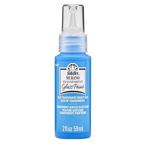 FolkArt Murano Transparent Acrylic Glass Paint, Bright Blue, Perfect for Indoor and Outdoor Arts and Crafts Projects, 2 fl oz, 36531 - color: Transparent Bright Blue, style: Transparent