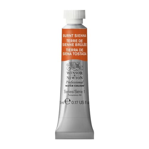 Winsor & Newton Professional Watercolor, 5ml Tube, Burnt Sienna - color: Burnt Sienna, style: 0.17-oz Tube