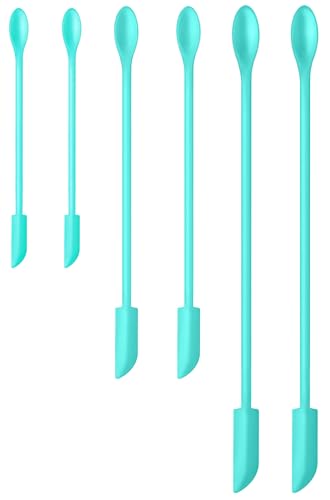 Silicone Spatula Set 6Pcs, Mini Jar Scraper for Makeup & Food | Mini spatulas reach every last drop in jars and bottles, reducing waste for food, cosmetics and personal care products. - color: Blue