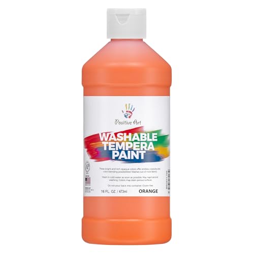Washable Paint for Kids, 16 Oz Bottle Washable Tempera Paint, Paint for Schools, Classroom Student Paint, Non-Toxic Kids Paint Set Finger Paint - (Orange) - color: Orange
