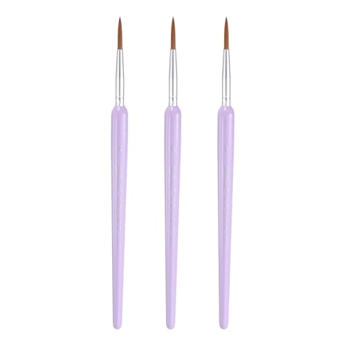 HARFINGTON 3pcs Detail Paint Brushes 19mm Pointed Tip Nylon Hair Miniature Painting Brush for Watercolor Oil Acrylic Painting(5#), Purple - color: Purple, size: 5# 19mm