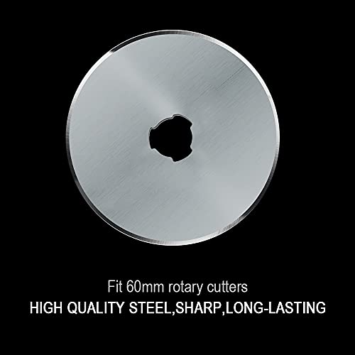HEADLEY TOOLS 60mm Rotary Cutter Blades 10 Pack Fits Olfa, Fiskars, Replacement Rotary Blade for Arts Crafts Quilting Scrapbooking Sewing, Sharp and Durable - size: 60mm 10pcs