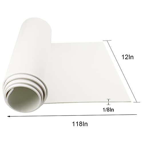 DGSL Neoprene Adhesive Foam Sheets, 12'' W x 118'' L x 1/18'' Thick Sponge Self Adhesive Rubber Padding Sheet Closed Cell Foam Sheet Roll for DIY, Multi-Function Soundproof Rubber Mat, White - color: White, size: 12 in x 118 in x 1/8 Inch