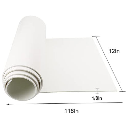 DGSL Neoprene Adhesive Foam Sheets, 12'' W x 118'' L x 1/18'' Thick Sponge Self Adhesive Rubber Padding Sheet Closed Cell Foam Sheet Roll for DIY, Multi-Function Soundproof Rubber Mat, White - color: White, size: 12 in x 118 in x 1/8 Inch