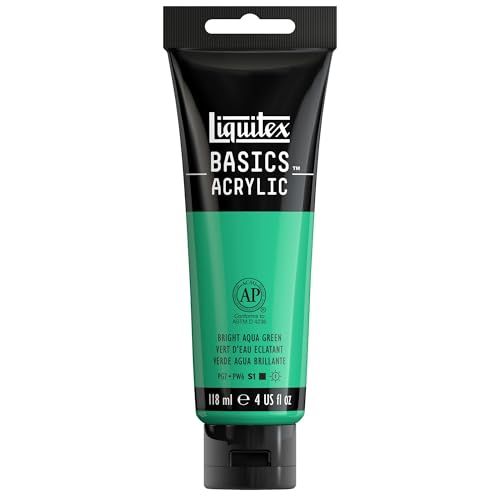 Liquitex BASICS Acrylic Paint, 4-oz Tube, Bright Aqua Green - color: Bright Aqua Green, size: 4 Fl Oz (Pack of 1)