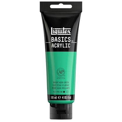 Liquitex BASICS Acrylic Paint, 4-oz Tube, Bright Aqua Green - color: Bright Aqua Green, size: 4 Fl Oz (Pack of 1)