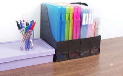 6 Packs A4 Paper Storage Boxes, 8.5 x 11 Plastic Portable Project Case for US letter Size and A4 paper, Plastic Multi-Purpose Thick Scrapbook Storage Box for Office (12.6"L x 9.5"W x 0.94"H) - size: 12.6"L x 9.5"W x 0.94"H