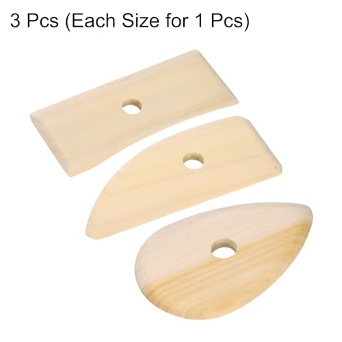 HARFINGTON 3pcs Pottery Ribs 10.3cm 12.7cm 12cm Sculpting Tools Set | Wooden Clay Ceramic, for Finishing Shaping and Smoothing Removing Finger Marks