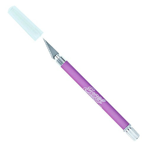 Soft Grip Hobby Knife, Excel Blades K18 with Safety Cap, American Made Light Duty Craft Knife (Purple) - color: Purple (1)