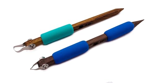 The Original DiamondCore Tools: 2-Pack Pottery Carving Tool Set ‚ P29 & FP1, Clay Sculpting, Detail Relief Carving, Sgraffito, Ceramic Art (Set 4) - color: Set 4