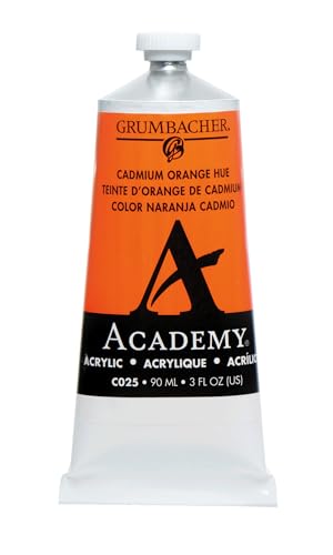 Grumbacher Academy Acrylic Paint, Gloss, 90ml/3 oz Metal Tube, Cadmium Orange Hue - color: Cadmium Orange