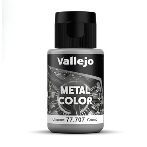Vallejo - Metal Color | Chrome 32 ml (1.08 fl.oz.) | Faithfully Reproduce Different Metallic Finishes - style: Chrome 32 ml (1.08 fl.oz.)