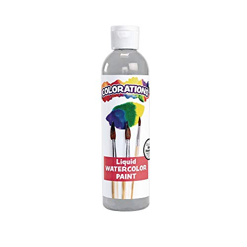 Colorations Paraben-Free Liquid Watercolor Paint, Vibrant Grey, 8 oz Bottle - color: Gray, style: Standard Watercolor