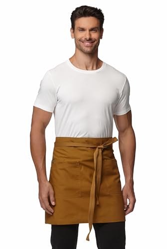 Waist Apron for Men Server Bistro Half 4251BY - color: Ginger, size: 1 Pack