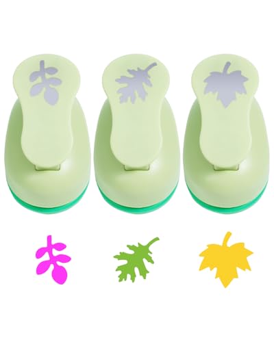 Hole Punches 1 Inch Maple Oak Cherry Leaves Craft Paper Punch Hole Cutter - style: 3 Different Leaf Shapes Set