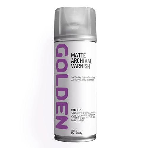 GOLDEN Matte Archival Varnish, 10 oz. Aerosol Can, Professional Acrylic Varnish