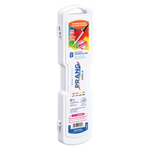 Prang Semi-Moist Watercolors 8-Color Oval Pan Set, Pack of 6 | Refillable, Wax-Free Pigments, Mixing Tray in Lid, Size 6 Paintbrush Included - style: 8 Count (Pack of 6)