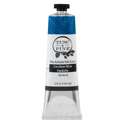 Tusc & Pine Artist Oil Paint - Cerulean Blue Pastiche (Hue), 150 ml, Non-Yellowing, Rich & Creamy Consistency, Maximum Pigment Load, Small Batch Milled Oil Paints Made in the USA - color: Cerulean Blue Pastiche (Hue), size: 5.07 Fl Oz (Pack of 1)