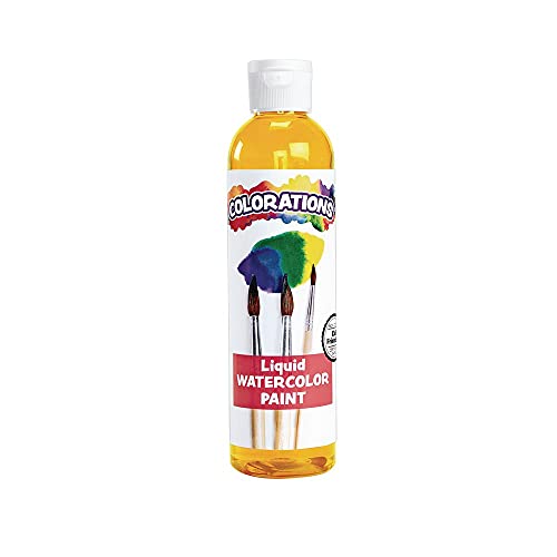 Colorations LWTA Liquid Watercolor Paint, 8 fl oz, Tangerine, Non-Toxic, Painting, Kids, Craft, Hobby, Fun, Water Color, Posters, Cool effects, Versatile, Gift | 8 oz Bottle, Non-Toxic & Made in the USA, Ages 4+, PreK+ - color: Tangerine, style: Standard