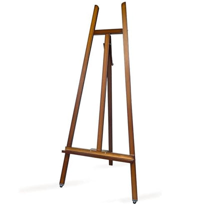 A-Frame Wooden Display Easel, Lyre Beechwood Studio Easel Stand, Brown | Adjustable Holding Canvas Up to 90", Inclinable Artist Floor Painting Easel for Artwork Painting - color: Brown