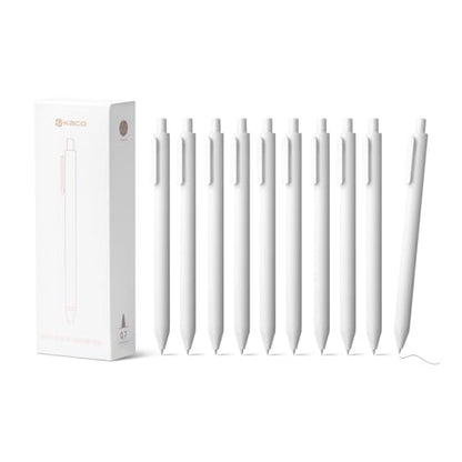Kaco PURE White Gel Pens 0.7mm Black Ink 10 Count Quick Dry Smooth Writing | Aesthetic School Office Supplies Retractable Pens Low Center of Gravity - color: 0.7mm 10 PCS White