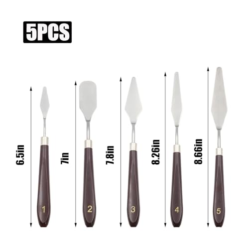 5 Pcs Cake Cream Spatula Stainless Steel Cake Icing Spatula, Art Painting Baking Pastry Tool, Mini Offset Spatulas for Cake Fondant Chocolate