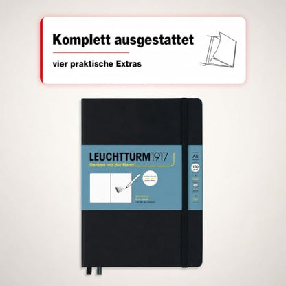 Leuchtturm1917 - Medium A5 Hardcover Sketchbook (Black) - 112 Pages of 150g/m² Paper - color: Black, size: Medium (A5)