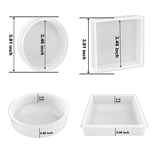 RESINWORLD 8 Pack Deep Coaster Molds, Square Round Coaster Resin Molds, Small Coaster Silicone Molds for Resin Casting, for Flower Bouquet Preservation