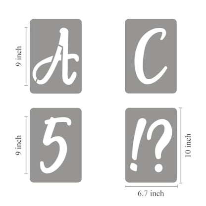 9 Inch Letter Stencils for Painting - 42 Pack Alphabet Letter Number Templates with Signs, Reusable Plastic Alphabet Number Stencils for Chalkboard Fabric Rock Wood Crafts Painting - size: 9 Inch