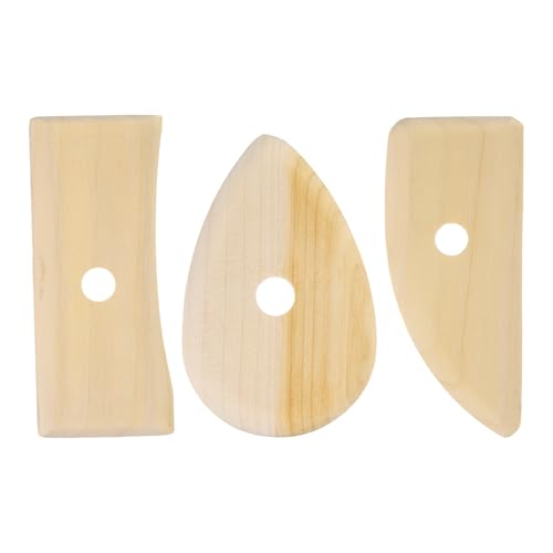 HARFINGTON 3pcs Pottery Ribs 10.3cm 12.7cm 12cm Sculpting Tools Set | Wooden Clay Ceramic, for Finishing Shaping and Smoothing Removing Finger Marks