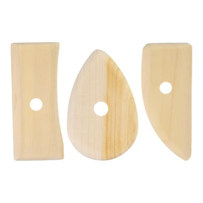HARFINGTON 3pcs Pottery Ribs 10.3cm 12.7cm 12cm Sculpting Tools Set | Wooden Clay Ceramic, for Finishing Shaping and Smoothing Removing Finger Marks
