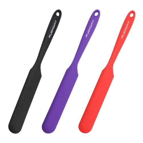 3pcs Silicone Jar Spatulas 10in Long Skinny Heat-Resistant, Narrow Spatula Set for Scraping Peanut Butter, Sourdough, Jam in Small Containers, Blenders & Baking (Black & Purple & Red) - color: Black & Purple & Red