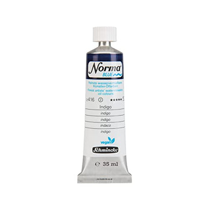 Schmincke - NORMA® Blue, 21416009, finest water-based artists' oil colors, highly pigmented, lightfast, vegan, indigo, 35 ml - color: 416 indigo