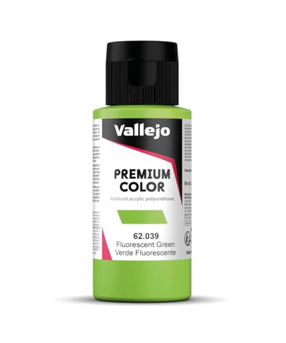 Vallejo - Premium Color RC Fluorescent Green 2.02 Fl.Oz. (60 ml) for Airbrushing, Acrylic-Polyurethane Hybrid Resin of Great Resistance Paint for Model and Hobby Use - style: Fluorescent Green