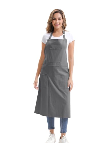 Nanxson Pottery Apron Split Leg with 3 Pockets & Adjustable Buckle | cotton material,Long apron,adjustable waist tie,for Pottery Ceramic Wheel DIY Art Garden - color: Grey