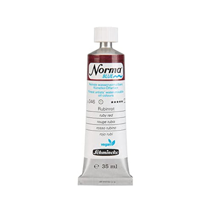 Schmincke - NORMA® Blue, 21346009, finest water-based artists' oil colors, highly pigmented, lightfast, vegan, vegan, Ruby red, 35 ml - color: 346 ruby red