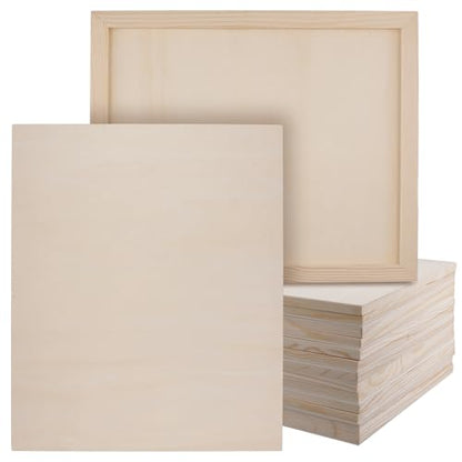 JEUIHAU 15 PCS 10 x 12 Inch Wood Canvas Boards for Painting, Unfinished Blanks Canvas Panel Boards for Crafts, Painting, Pouring Art