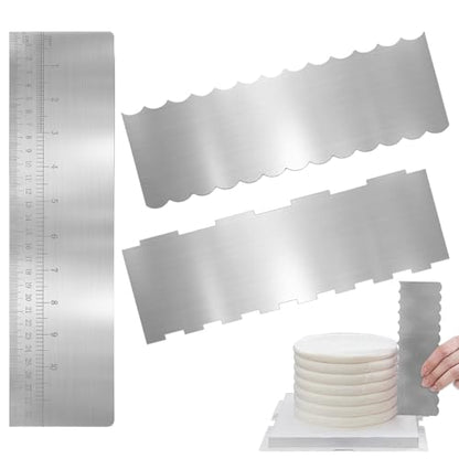 Stainless Steel Cake Spatula Set 3-Pc - 8.6" Patterned & 12" Measured