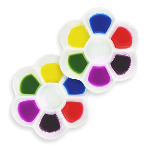 SCHPIRERR FARBEN Porcelain Ceramic x2 Watercolor Paint Palette - 7 Well 5 Inch Watercolor Palette Mixing Tray, Designed Painting Tray for Watercolor, Gouache Painting and Ink Coloring.