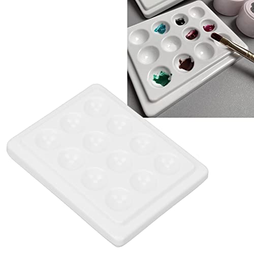 Generic Porcelain Paint Palette 12 Wells White Ceramic Paint Tray with Lid Smooth Watercolor Oil Painting Palette for Artists Professionals Enthusiasts