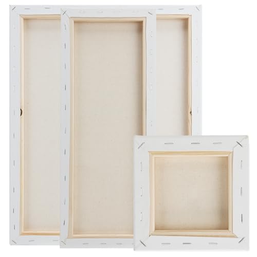 Creative Inspirations Box of 50, 16x20", 5/8" Stretched Cotton White Canvas for Painting, 10 oz. Archival Acid-Free All Media Primer, Paintable Edge, Bulk Canvas for Painting Workshops and Beginners