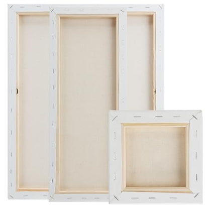 Creative Inspirations Box of 50, 16x20", 5/8" Stretched Cotton White Canvas for Painting, 10 oz. Archival Acid-Free All Media Primer, Paintable Edge, Bulk Canvas for Painting Workshops and Beginners
