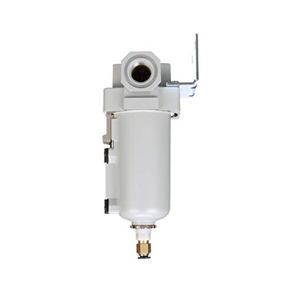 PneumaticPlus SAF400-N04BD-MEP Compressed Air Particulate Filter 1/2" NPT | 10 Micron Element, 211 SCFM, 1/2" NPT, Metal Bowl, Auto Drain, 250 PSI Max, Mounting Bracket Included - style: Metal Bowl - Auto Drain